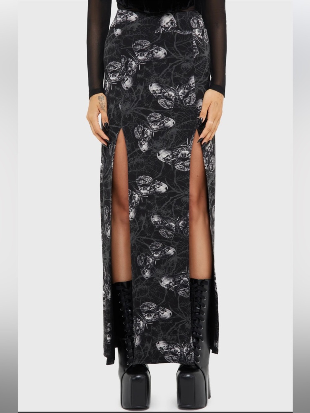 KILLSTAR SPIDRASICA'S WEB MAXI SKIRT